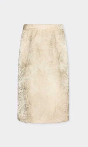 Jupe Longueur Genoux Droite Brodée Lurex Allover