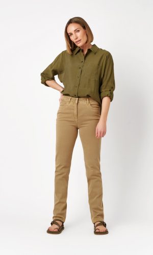 Pantalon Long Taille Moyenne Quatre Poches Slim Uni Beloved