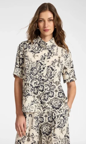 Chemise Manches Coudes Dos Plus Long Imprimé Floral