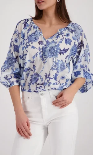Blouse Col V Ml Imp Floral