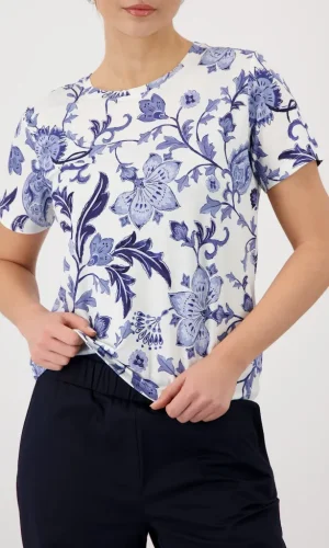 Tee-Shirt Col Rond Manches Courtes Imprimé Floral