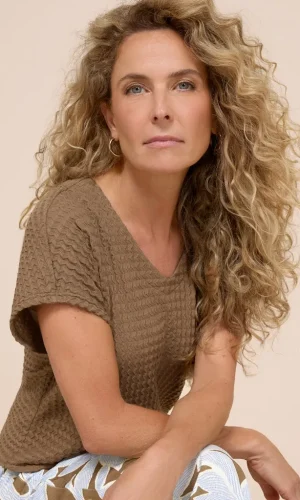 Tee Shirt Col V Manches Courtes Textures Uni