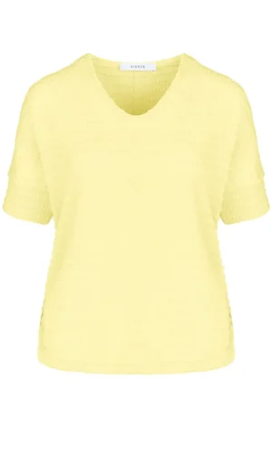 Tee Shirt Col V Manches Courtes Textures Détail Manches