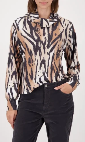 Sweat Col Boule Manches Longues Imprimé Léopard