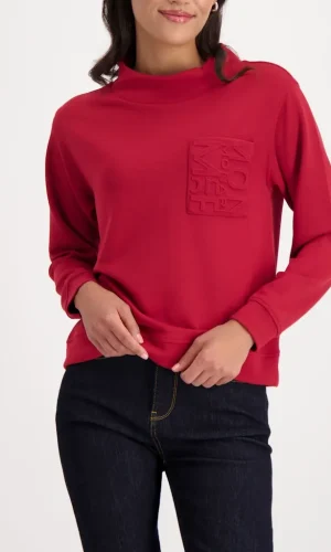Sweat Col Montant Manches Longues Une Poche Motif Relief Uni