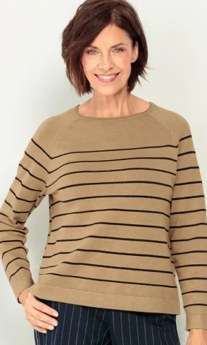 Pull Col Rond Manches Longues Maille Rayures