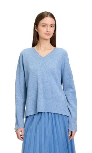 Pull Col V Manches Longues Devant Plus Court Uni