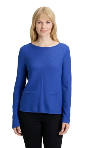 Pull Col Rond Manches Longues Poches Plaquées Uni