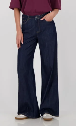 Pantalon Long Taille Moyenne Cinq Poches Jean Palazzo Uni