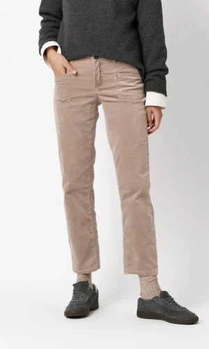 Pantalon Sept-huitième Taille Moyenne Quatre Poches Ella Velours Rasé Slim Uni