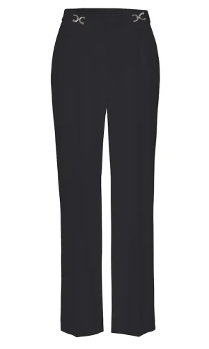 Pantalon Long Taille Moyenne Quatre Poches Luisa Wide Leg Détail Métallique Uni