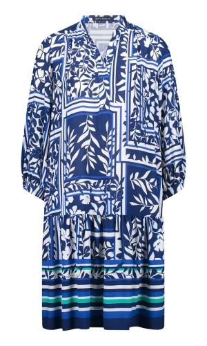 Robe Longueur Genoux Col V Manches Longues Imprimée Motif Floral Allover