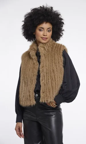 Veste Sans Manches Fausse Fourrure Unie