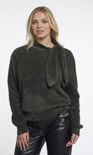 Pull Col Lavallière Manches Longues Uni