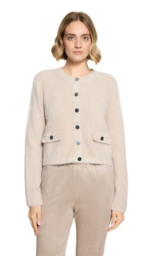 Gilet Col Rond Manches Longues Boutonné Deux Poches Uni
