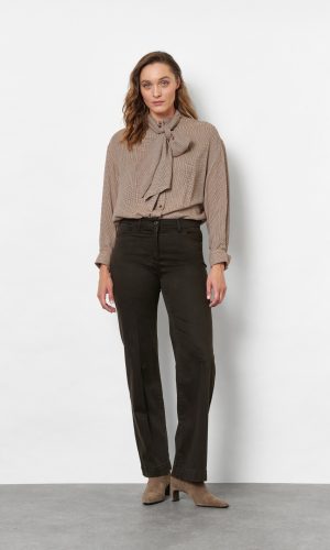 Pantalon Long Taille Moyenne Elastique Dos Quatre Poches Jenny Wide Leg Uni