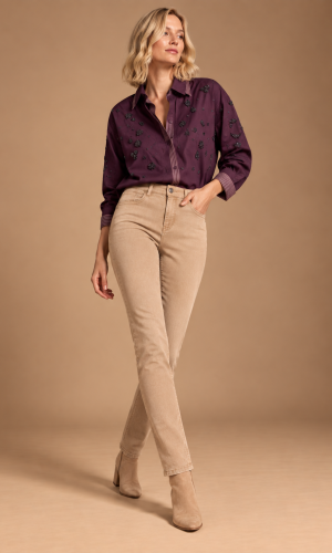 Pantalon Long Taille Moyenne Quatre Poches Beloved Slim Uni