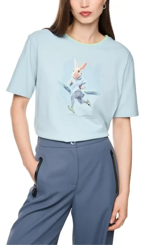 Tee Shirt Col Rond Manches Courtes Motif Placé