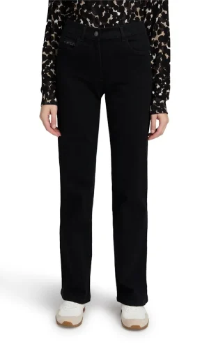 Pantalon Long Taille Moyenne Cinq Poches Uni Flared