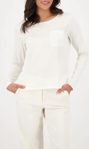 Blouse Col Rond Manches Longues Une Poche Unie