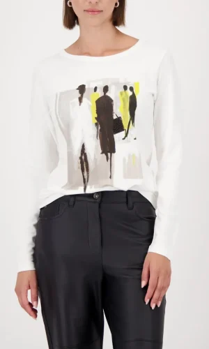 Tee-shirt Col Rond Manches Longues Motif Placé