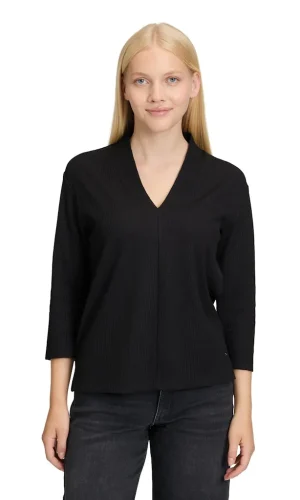Tee Shirt Col V Manches Trois-quarts Uni