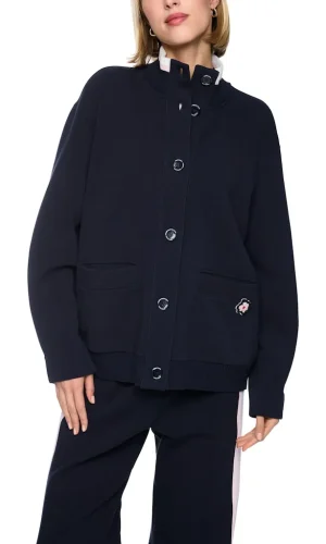 Veste Col Montant Manches Longues Boutonnée Deux Poches Droite Unie