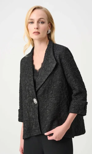 Veste Manches Trois-quarts Motif Relief Un Bouton
