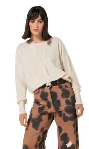 Pull Col Rond Manches Longues Boutonné Uni