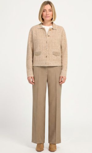 Gilet Col Chemise Manches Longues Boutonné Deux Poches Chevrons