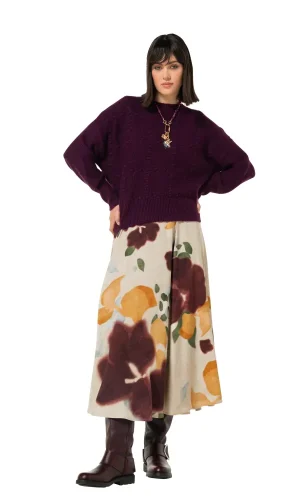 Jupe Longue Taille Moyenne Fluide Motif Floral Imprimée