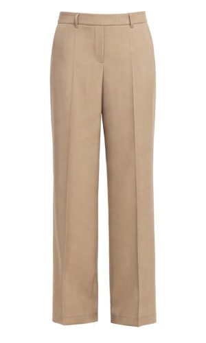 Pantalon Long Taille Moyenne Elastique Deux Poches Françaises Droit Fluide Uni