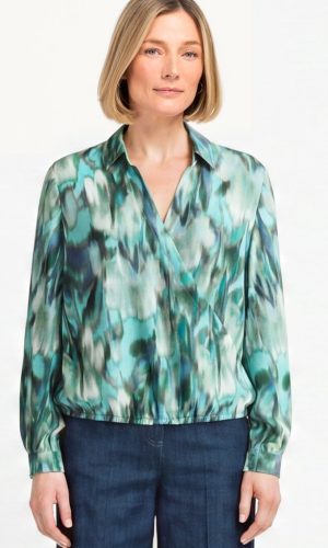 Blouse Col Polo Manches Longues Elastique Bas Imprimé