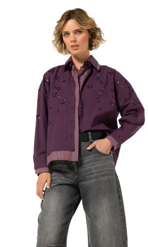 Chemise Manches Longues Double Col Oversized Sequins