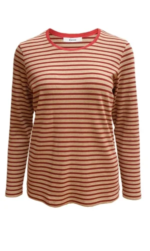 Tee Shirt Col Rond Manches Longues Rayé