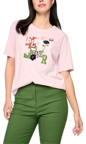 Tee Shirt Col Rond Manches Courtes Motif Placé