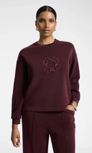 Sweat Col Rond Manches Longues Logo Broderie Ton Sur Ton
