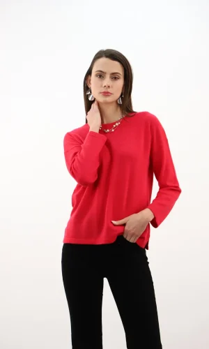 Pull Col Rond Manches Longues Boutons Colorés Dos V Réversible 100% Cachemire