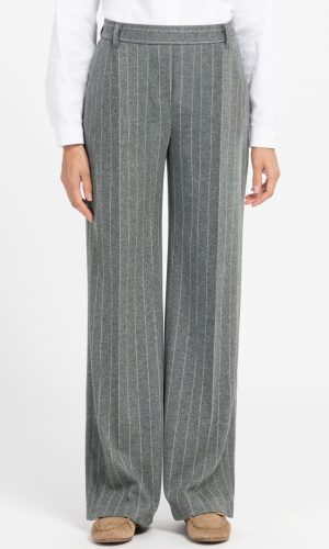Pantalon Long Taille Moyenne Elastique Deux Poches Droit Fluide Rayé