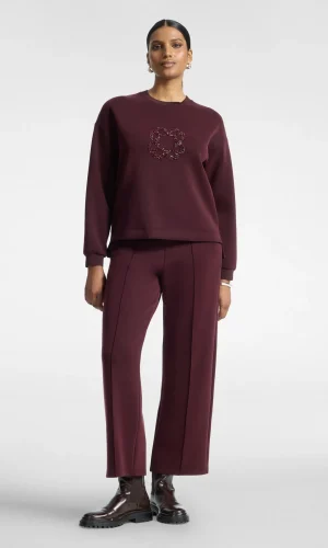 Pantalon Long Taille Moyenne Elastique Deux Poches Jersey Fluide Uni