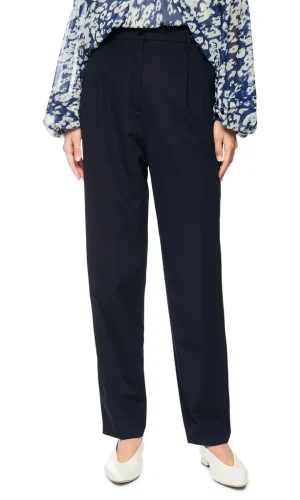 Pantalon Long Taille Moyenne Elastique Deux Poches Fluide Droit Uni