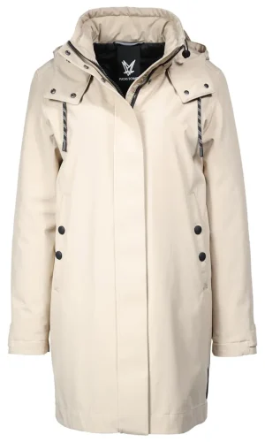 Parka Mi Longue Manches Longues à Capuche Pressions Zippée évasée Détail Dos Rainwear Unie