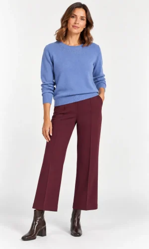Pull Col Rond Manches Longues Strass Au Col 100% Cachemire