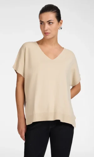 Poncho Col V Manches Courtes Oversized Uni