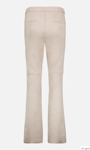 Pantalon Long Taille Moyenne Elastique Deux Poches Suédine Bootcut Uni