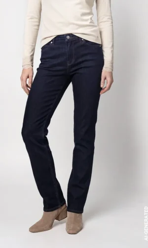 Pantalon Jean Long Taille Moyenne Cinq Poches Droit Uni