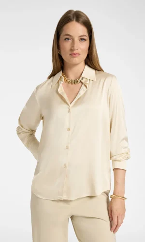 Chemise Manches Longues Satinée Fluide Unie