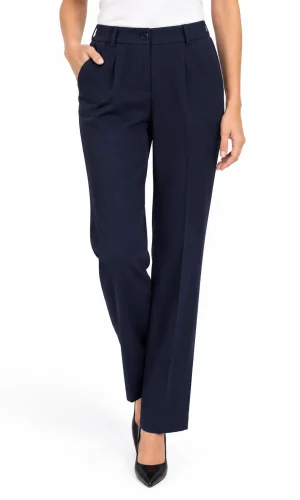 Pantalon Long Taille Moyenne Elastique Droit Fluide Uni